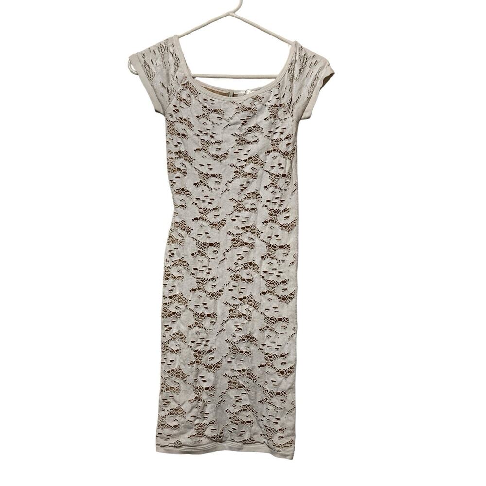 Guess Bodycon Fitted Sleeveless Mini Dress Size XS‎ White with Nude Lining